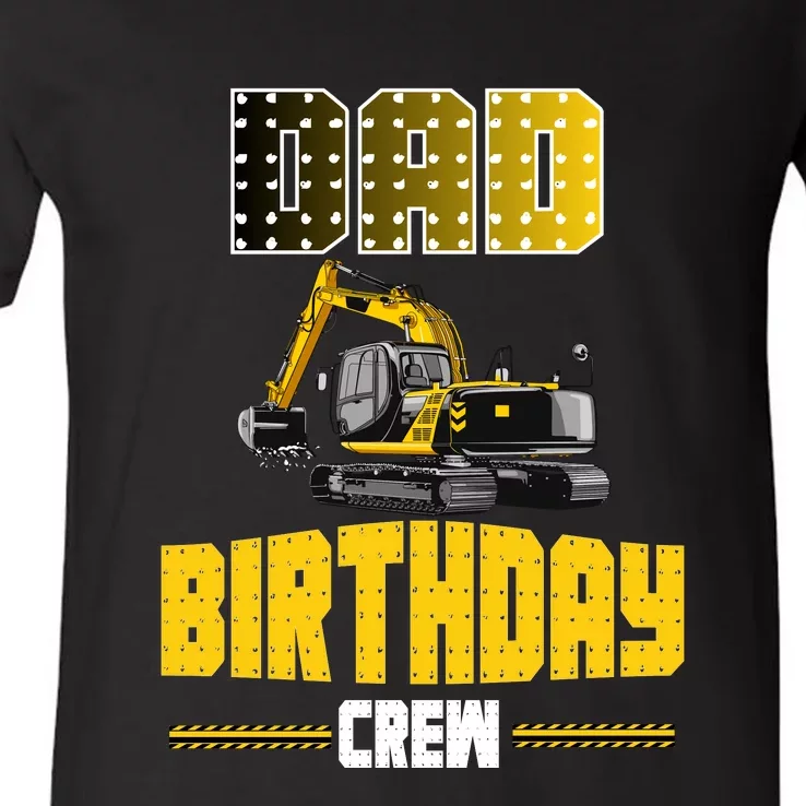 Dad Of The Birthday Crew Party Excavator V-Neck T-Shirt