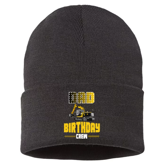 Dad Of The Birthday Crew Party Excavator Sustainable Knit Beanie