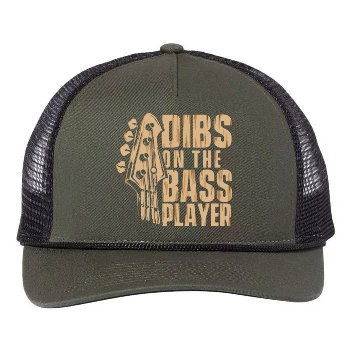 Dibs On The Bass Player Guitarist Bassist Bass Guitar Retro Rope Trucker Hat Cap