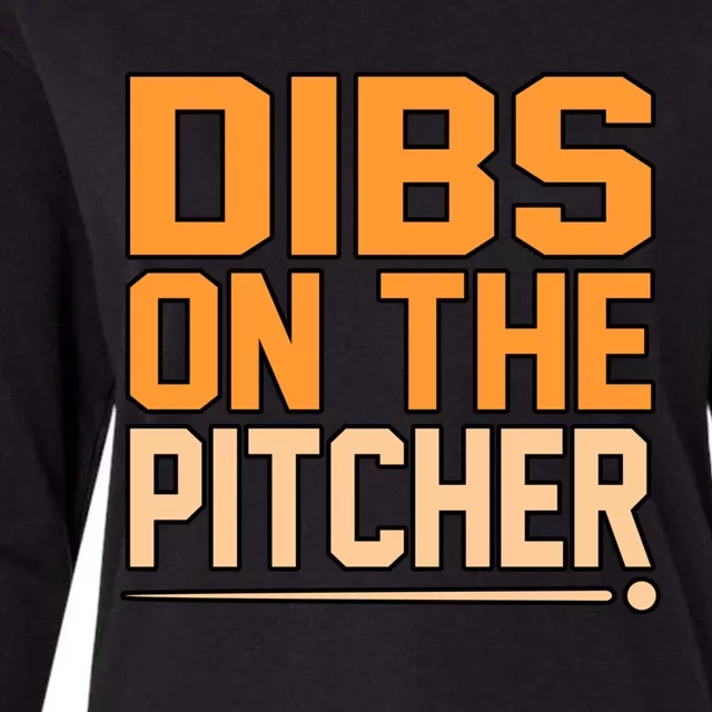 Dibs On The Pitcher Baseball Player Sports Coach Graphic Cute Gift Womens Cotton Relaxed Long Sleeve T-Shirt