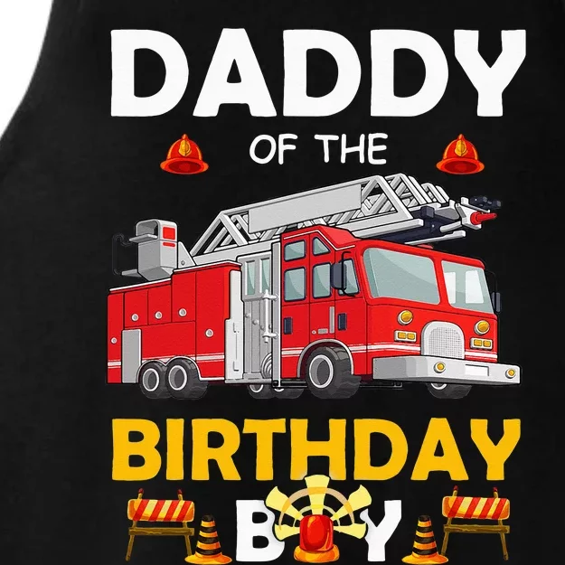 Daddy Of The Birthday Fire Truck Firefighter Party Dad Ladies Tri-Blend Wicking Tank