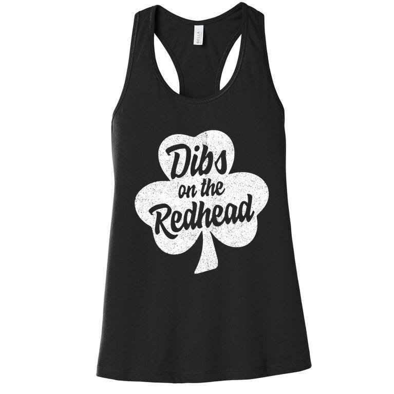 Dibs On The Redhead Funny St Patricks Day Drinking Women's Racerback Tank