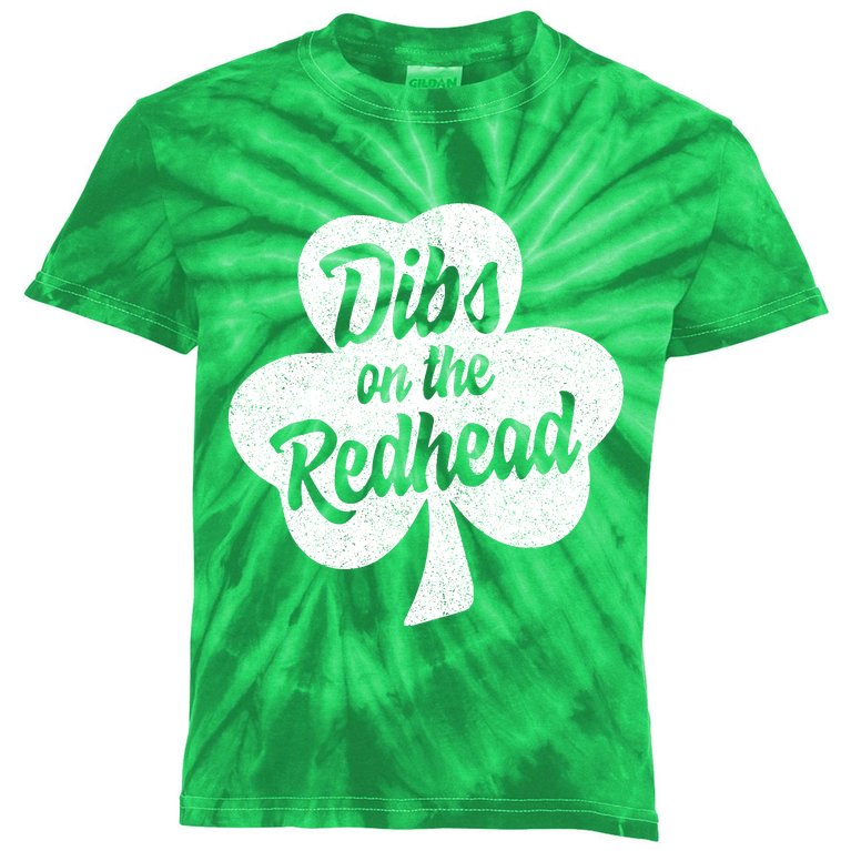 Dibs On The Redhead Funny St Patricks Day Drinking Kids Tie-Dye T-Shirt