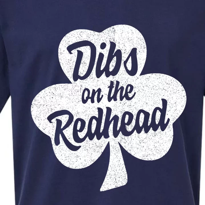 Dibs On The Redhead Funny St Patricks Day Drinking Sueded Cloud Jersey T-Shirt