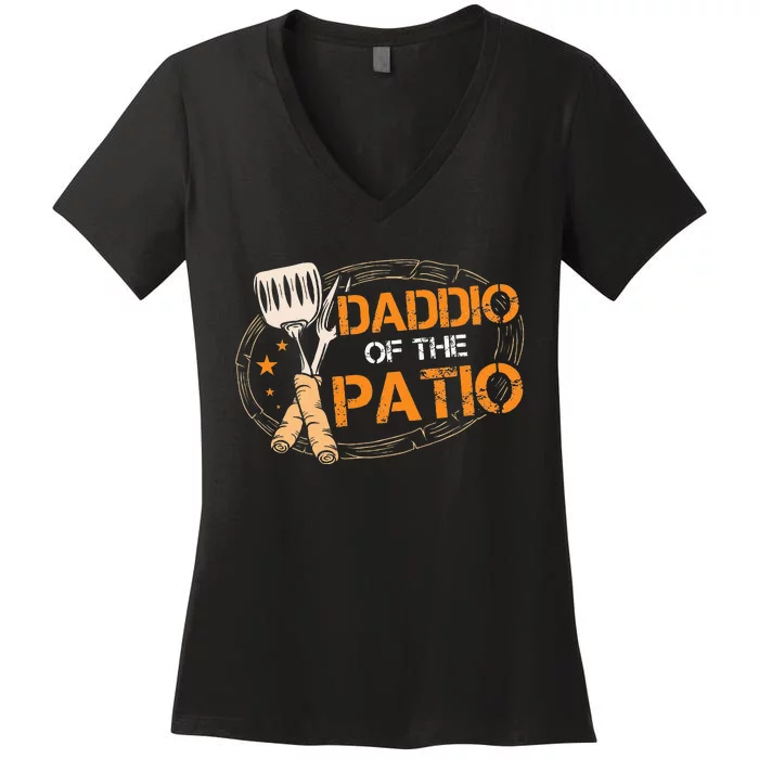 Daddio Of The Patio Grilling Sausage BBQ Barbecue Top Grill Women's V-Neck T-Shirt