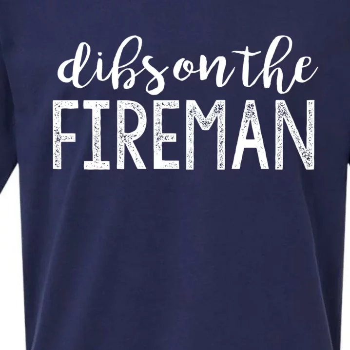 Dibs On The Fireman Funny Wife Girlfriend Firefighter Gift Sueded Cloud Jersey T-Shirt