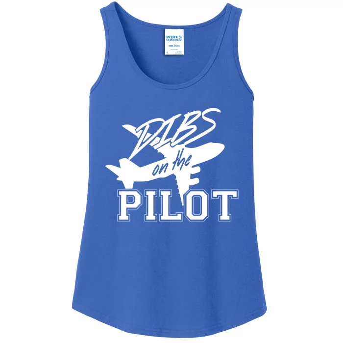 Dibs On The Pilot Airplane Female Pilot Wife Sexy Pilot Great Gift Ladies Essential Tank