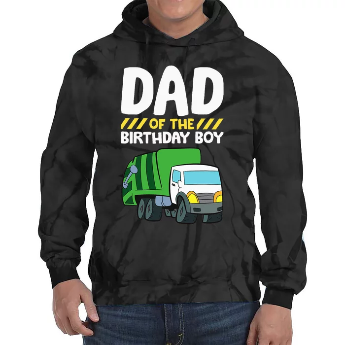 Dad Of The Birthday Boy Garbage Truck Tie Dye Hoodie