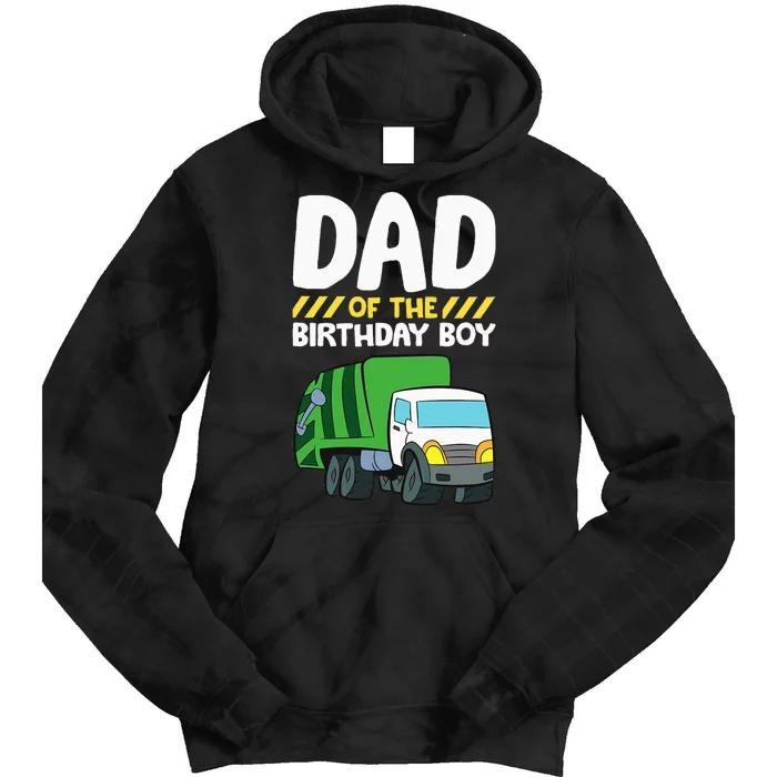 Dad Of The Birthday Boy Garbage Truck Tie Dye Hoodie