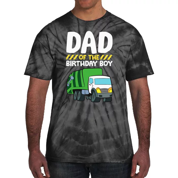 Dad Of The Birthday Boy Garbage Truck Tie-Dye T-Shirt