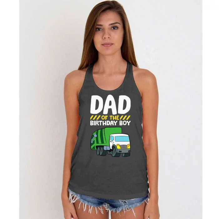 Dad Of The Birthday Boy Garbage Truck Women's Knotted Racerback Tank