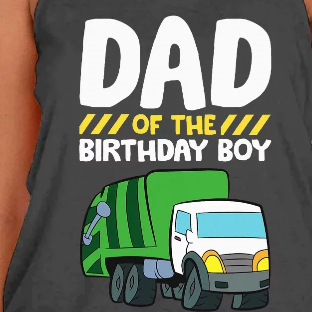 Dad Of The Birthday Boy Garbage Truck Women's Knotted Racerback Tank