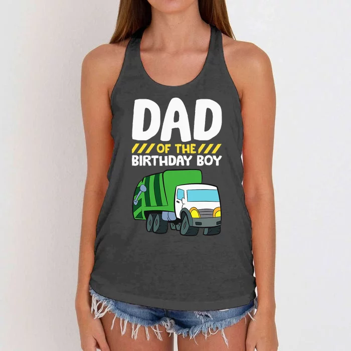 Dad Of The Birthday Boy Garbage Truck Women's Knotted Racerback Tank