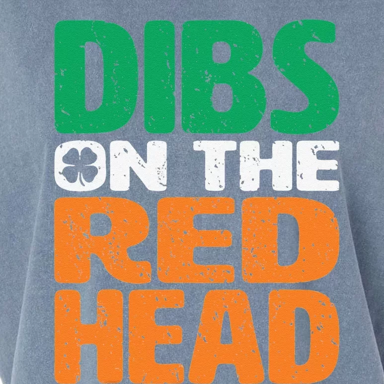 Dibs On The Redhead Saint Patrick's Day Funny Garment-Dyed Women's Muscle Tee