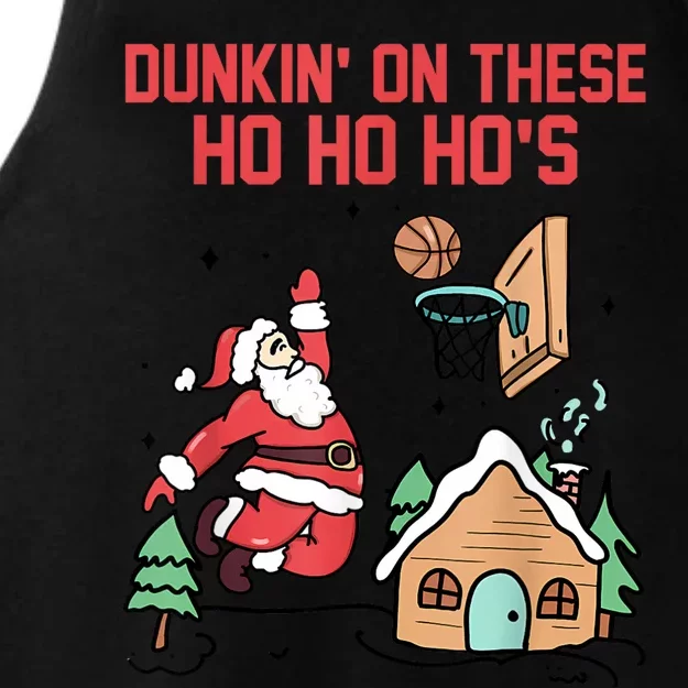 Dunkin On These Ho Ho HoS Christmas Quote Ladies Tri-Blend Wicking Tank