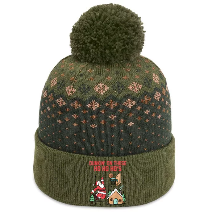 Dunkin On These Ho Ho HoS Christmas Quote The Baniff Cuffed Pom Beanie