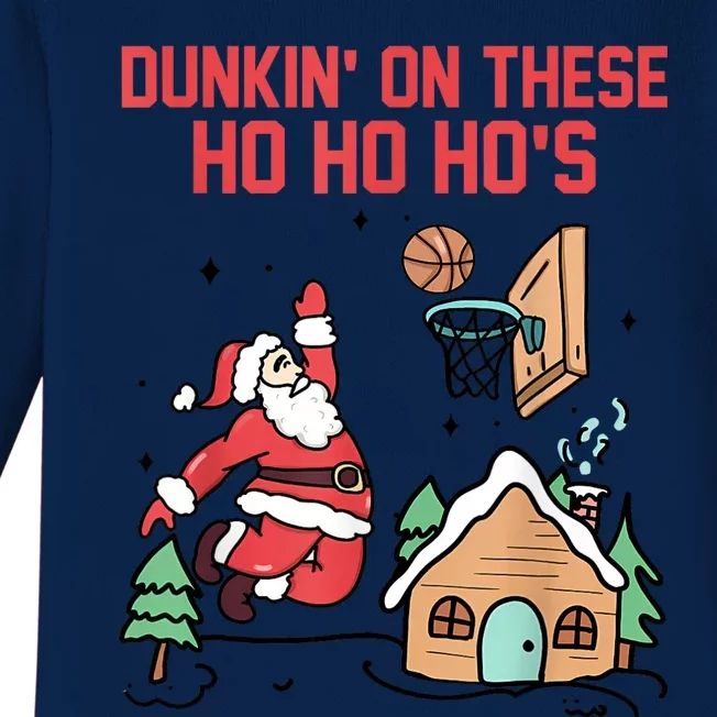 Dunkin On These Ho Ho HoS Christmas Quote Baby Long Sleeve Bodysuit