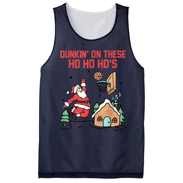 Dunkin On These Ho Ho HoS Christmas Quote Mesh Reversible Basketball Jersey Tank