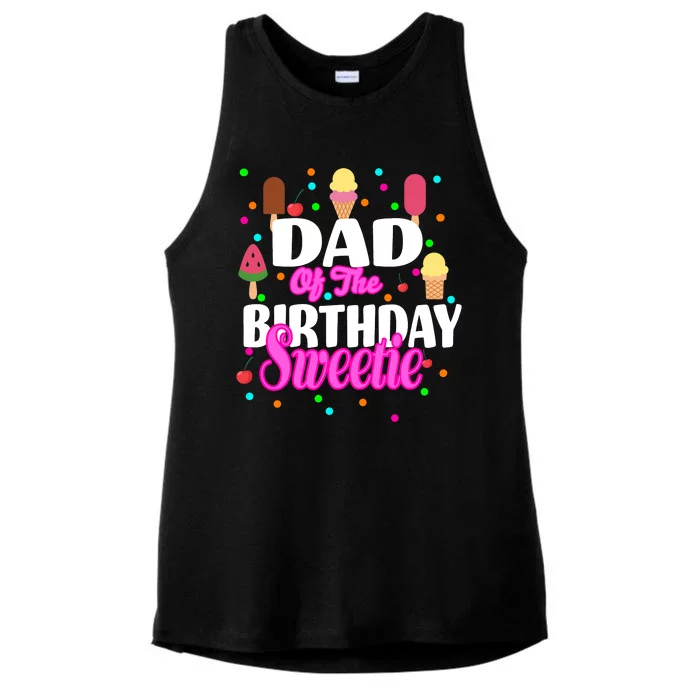 Dad Of The Birthday Sweetie Ladies Tri-Blend Wicking Tank