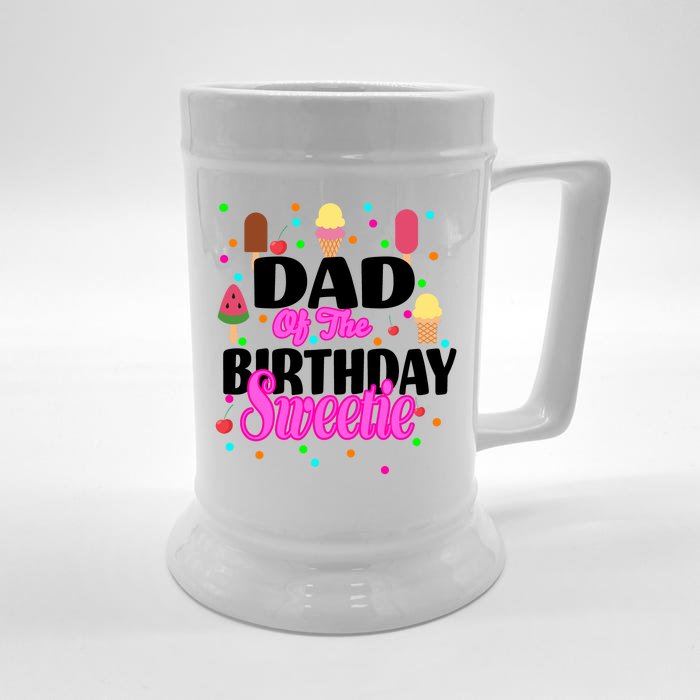 Dad Of The Birthday Sweetie Front & Back Beer Stein