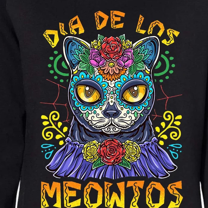 Day Of The Dead Dia De Los Muertos Cat Sugar Skull Womens California Wash Sweatshirt