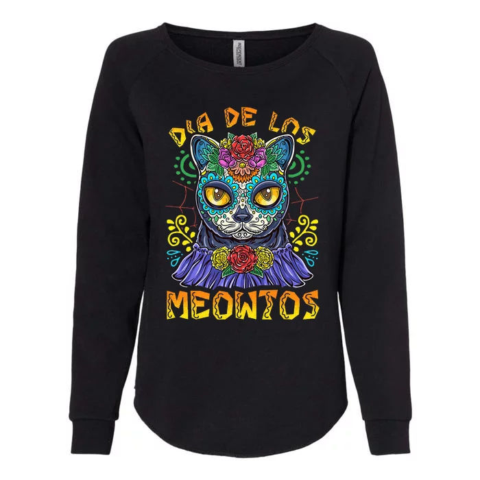 Day Of The Dead Dia De Los Muertos Cat Sugar Skull Womens California Wash Sweatshirt