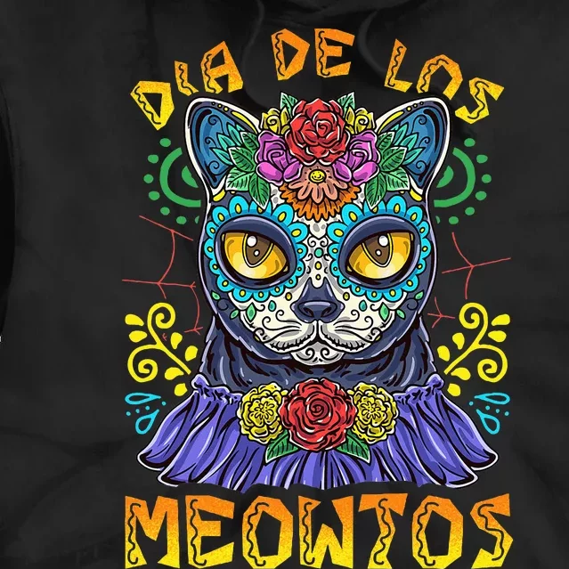 Day Of The Dead Dia De Los Muertos Cat Sugar Skull Tie Dye Hoodie