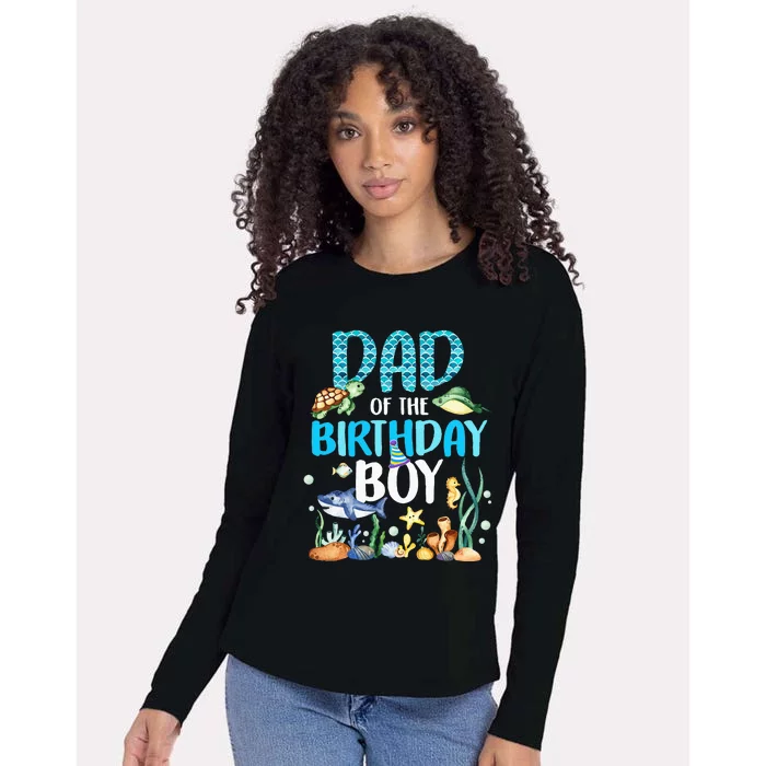 Dad Of The Birthday Boy Sea Fish Ocean Animals Aquarium Womens Cotton Relaxed Long Sleeve T-Shirt