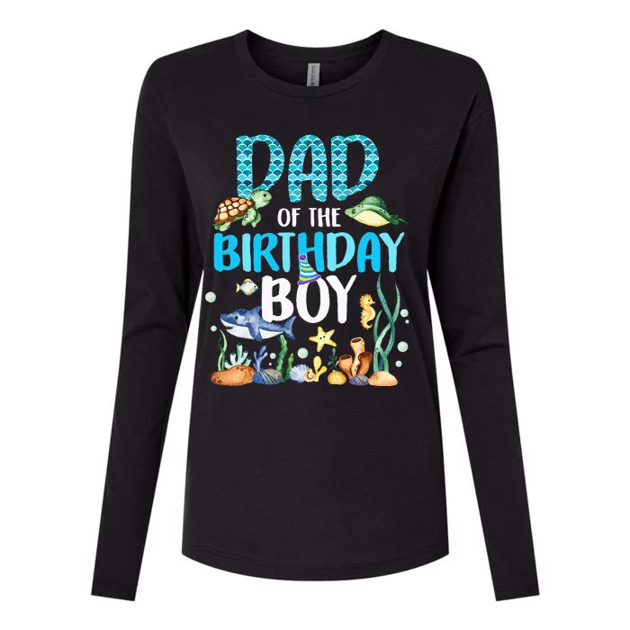 Dad Of The Birthday Boy Sea Fish Ocean Animals Aquarium Womens Cotton Relaxed Long Sleeve T-Shirt