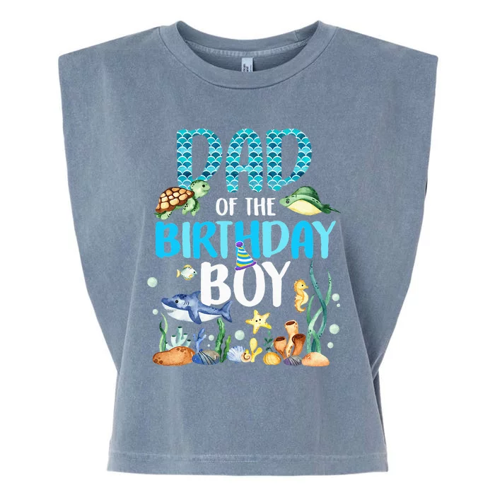 Dad Of The Birthday Boy Sea Fish Ocean Animals Aquarium Garment-Dyed Women's Muscle Tee