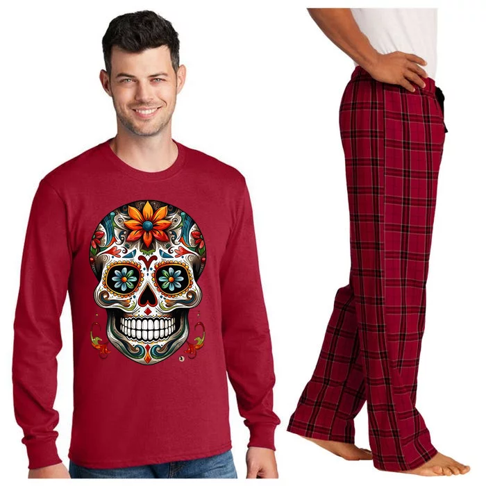 Day Of The Dead Inspired Sugar Skull Long Sleeve Pajama Set