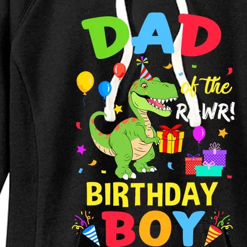 Dad Of The Birthday Boy Trex Funny Dinosaur Boy Party Women's Fleece Hoodie