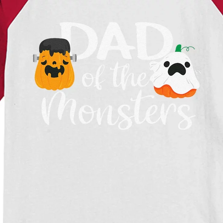 Dad Of The Monsters Funny Halloween Season Spooky Father Kids Colorblock Raglan Jersey