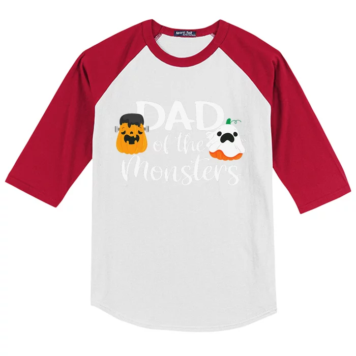 Dad Of The Monsters Funny Halloween Season Spooky Father Kids Colorblock Raglan Jersey