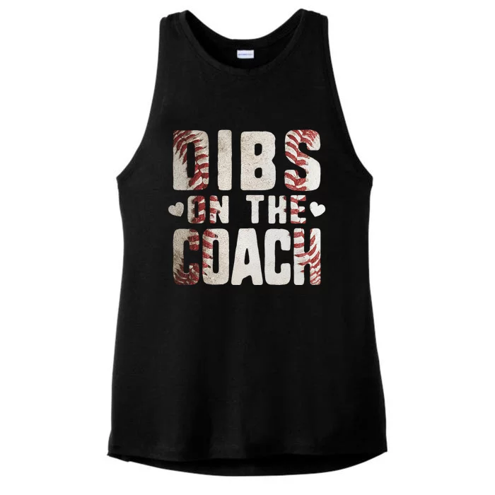 Dibs on the Coach Funny Baseball Coach's Wife Ladies Tri-Blend Wicking Tank