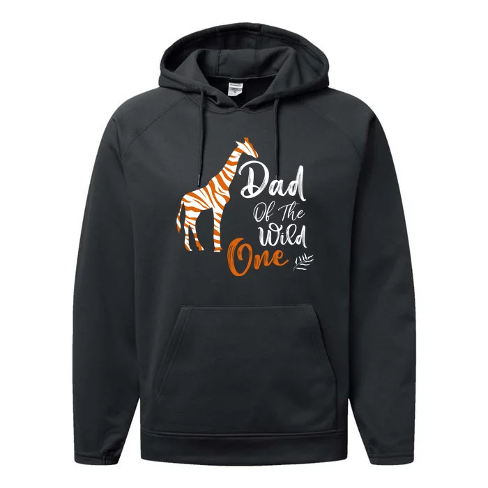 Dad Of The Wild One Funny 1st Birthday Animal Safari Gift Performance Fleece Hoodie