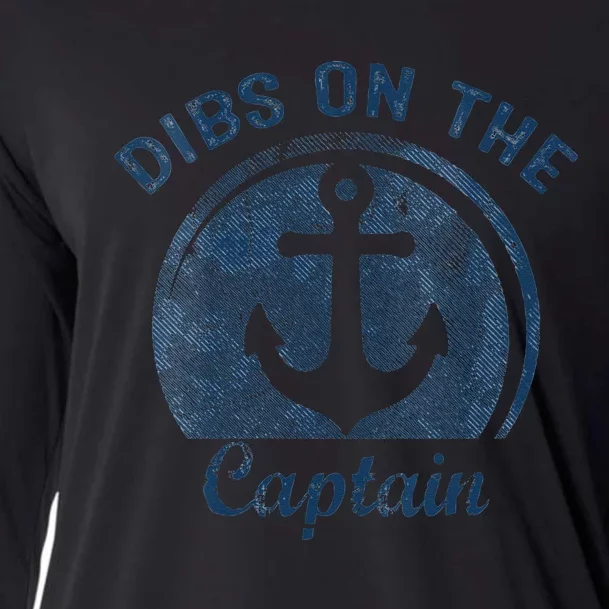 Dibs On The Captain Funny Boating Boat Lover Cooling Performance Long Sleeve Crew