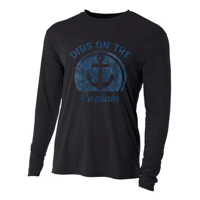 Dibs On The Captain Funny Boating Boat Lover Cooling Performance Long Sleeve Crew