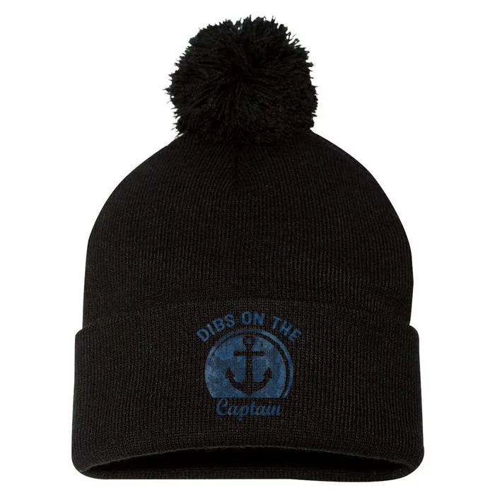 Dibs On The Captain Funny Boating Boat Lover Pom Pom 12in Knit Beanie