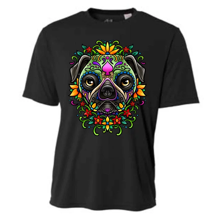 Day Of The Dead Pug Detailed Colorful Illustration Cool Gift Cooling Performance Crew T-Shirt