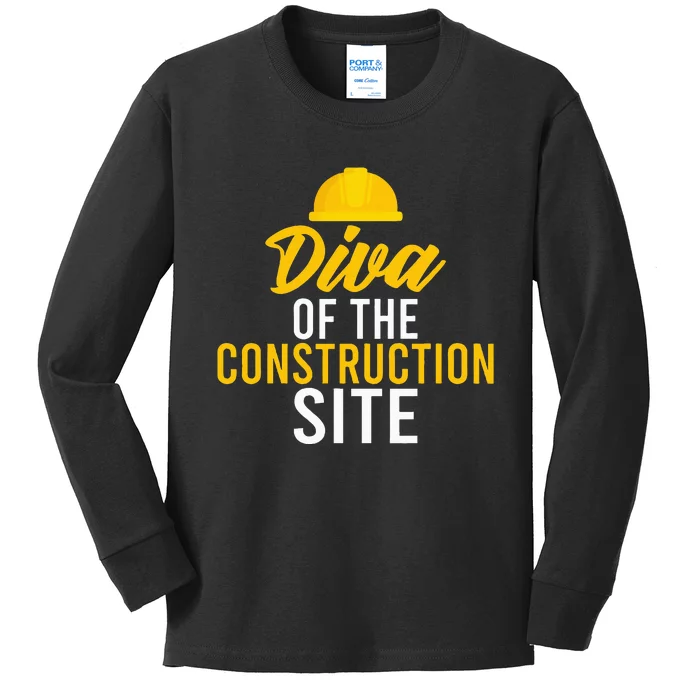 Diva Of The Construction Site Kids Long Sleeve Shirt