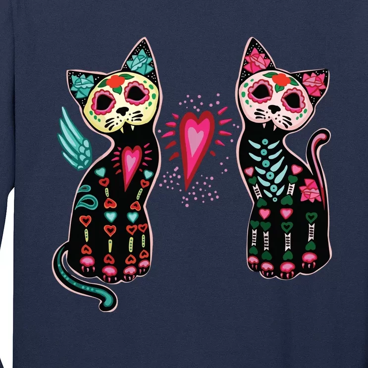 Day Of The Dead Cats Cat Lovers Dia De Los Muertos Long Sleeve Shirt