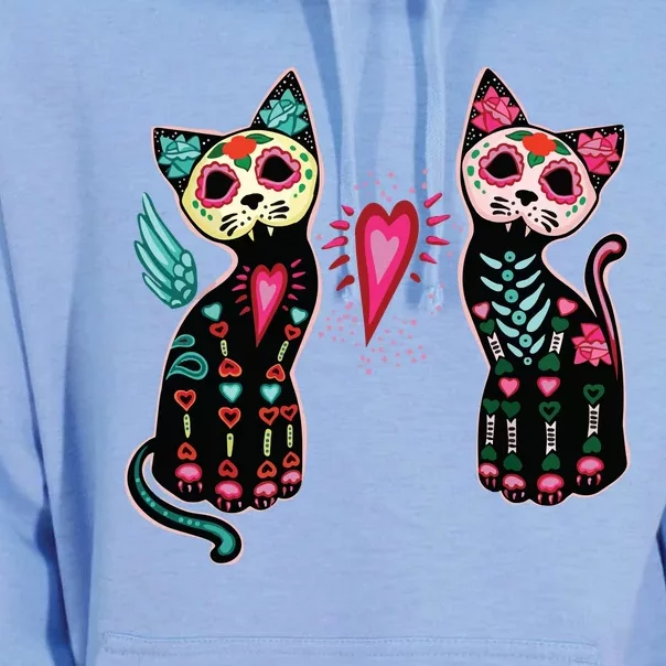 Day Of The Dead Cats Cat Lovers Dia De Los Muertos Unisex Surf Hoodie