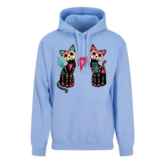 Day Of The Dead Cats Cat Lovers Dia De Los Muertos Unisex Surf Hoodie