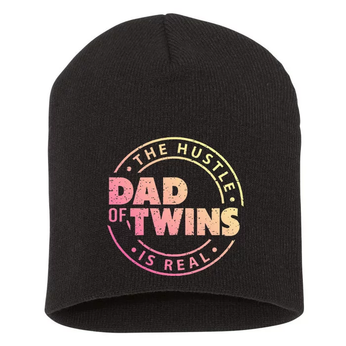 Dad of Twins Funny New Dad To Be Tired Love Proud Cute Short Acrylic Beanie