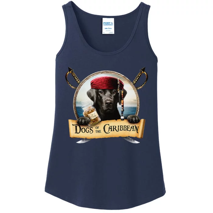 Dogs Of The Caribbean Cute Black Labrador Pirate Ladies Essential Tank