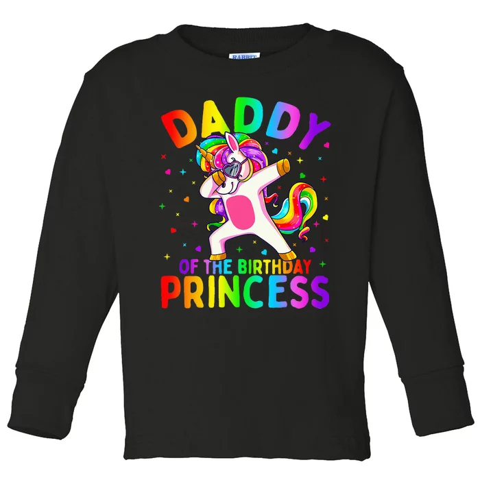 Daddy of the Birthday Princess Dabbing Unicorn Dad Toddler Long Sleeve Shirt