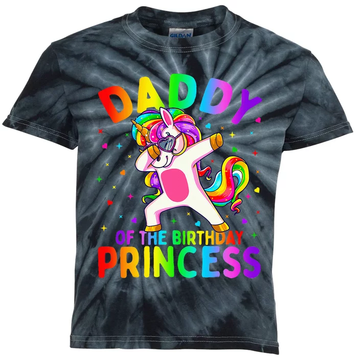 Daddy of the Birthday Princess Dabbing Unicorn Dad Kids Tie-Dye T-Shirt