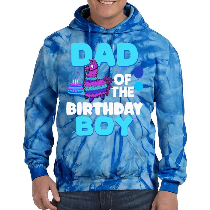 Dad Of The Birthday Boy Llama Dad And Mom Family Party Tie Dye Hoodie