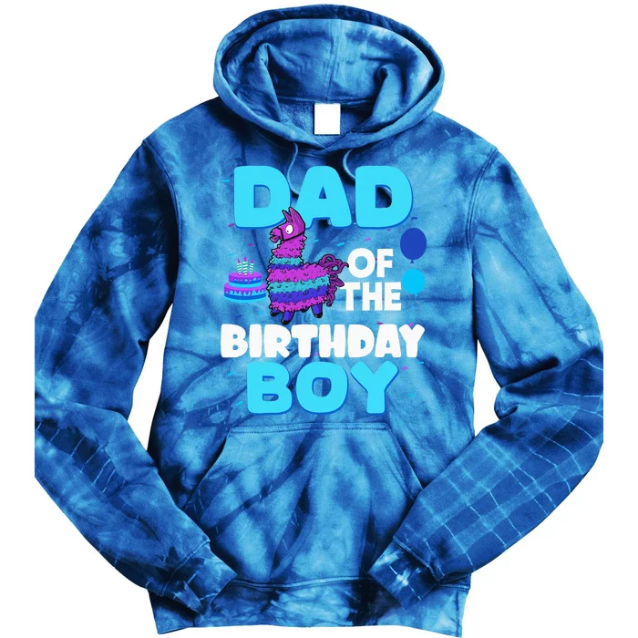 Dad Of The Birthday Boy Llama Dad And Mom Family Party Tie Dye Hoodie